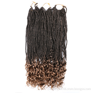 Factory 30 Roots Curly End Senegalese Twist Crochet Hair 18 Inch Wavy End Senegalese Braiding Hair Extension For Women